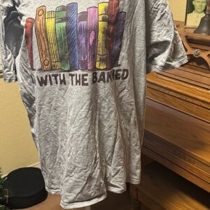 Gray Unisex Graphic T-Shirt with Colorful Books Design